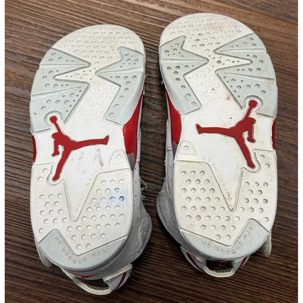 Nike Air Jordan 6 Retro Kids Boys Size 9C White Red Athletic Shoes Sneakers